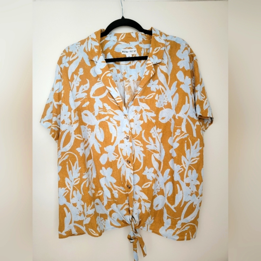 Ava & Viv linen blend 1X top
